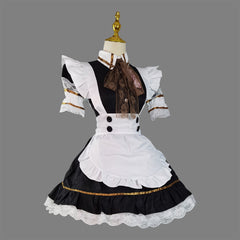 Japanese Black White Lolita Maid Cosplay Costume, Custom Plus Size Available