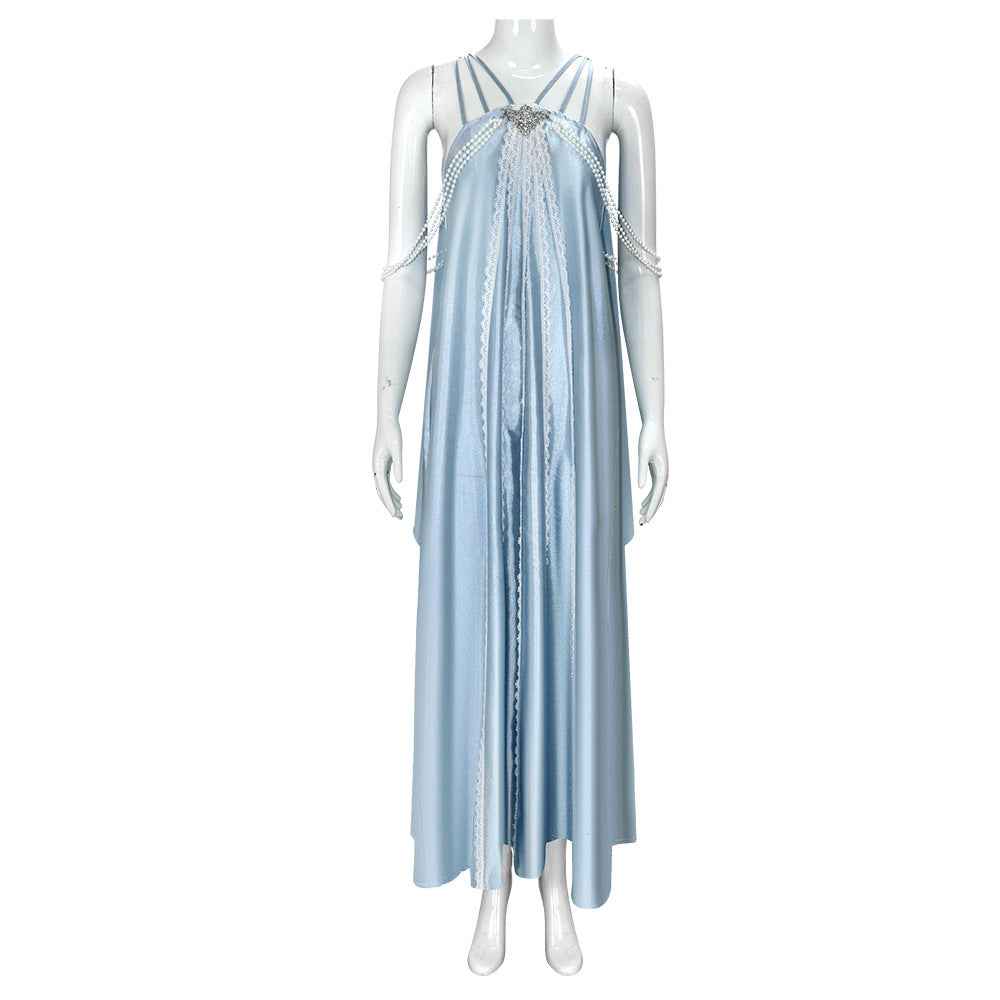Elegant Star Wars Padmé Amidala Light Blue Cosplay Party Dress for Women - Halloweez