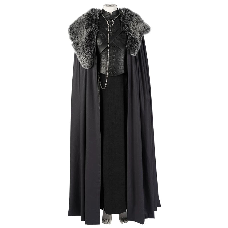 Game of Thrones Season 8 Sansa Stark Cosplay Full Set Outfit, A Song of Ice and Fire Same Style Medieval Costume for Women - Halloweez