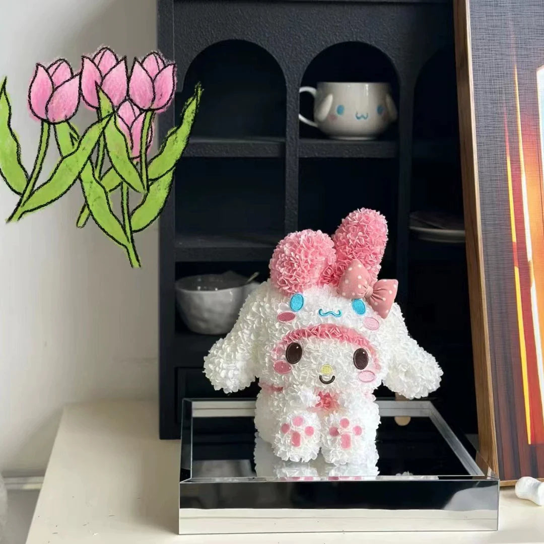 Lapin aux fleurs éternelles - Cadeau exquis en forme de fleur véritable pour vos proches