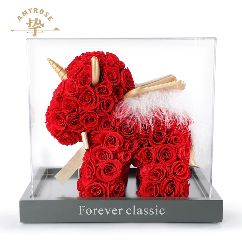 Halloweez Unicorn Gift Box - Exquisite Rose Bouquet for Wedding Anniversary, Engagement & Birthday