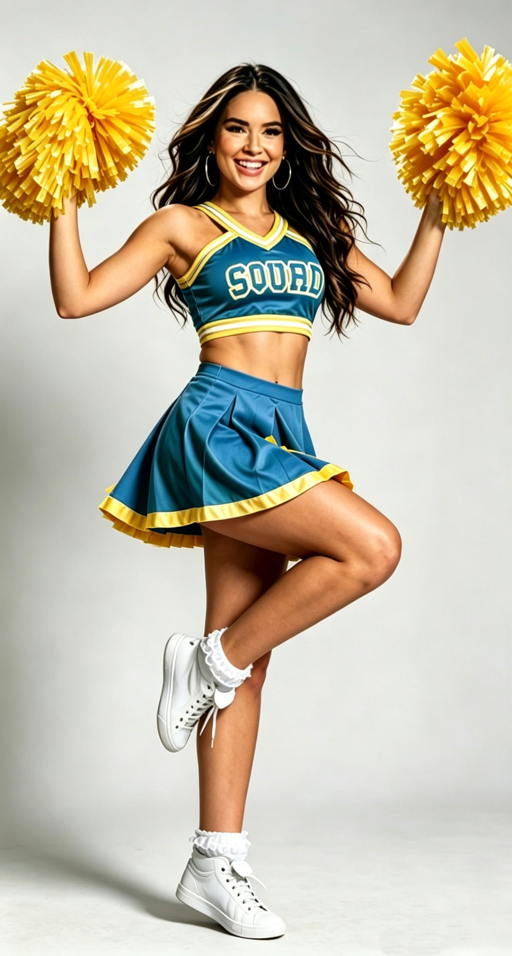 Women Cheerleader Costume with Pom‑poms Custom for World Cup Stage Halloween Party