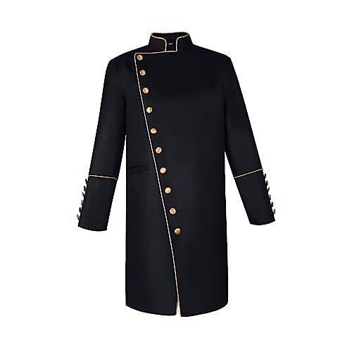 Steampunk Prince Adult Military Jacket – Gold Piping, Victorian Formal Cosplay Costume for Weddings, Parties & Theatrical Performances - Halloweez
