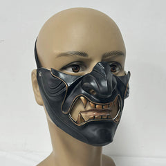 Half Face Oni Samurai Mask Custom Halloween Cosplay Party Prop