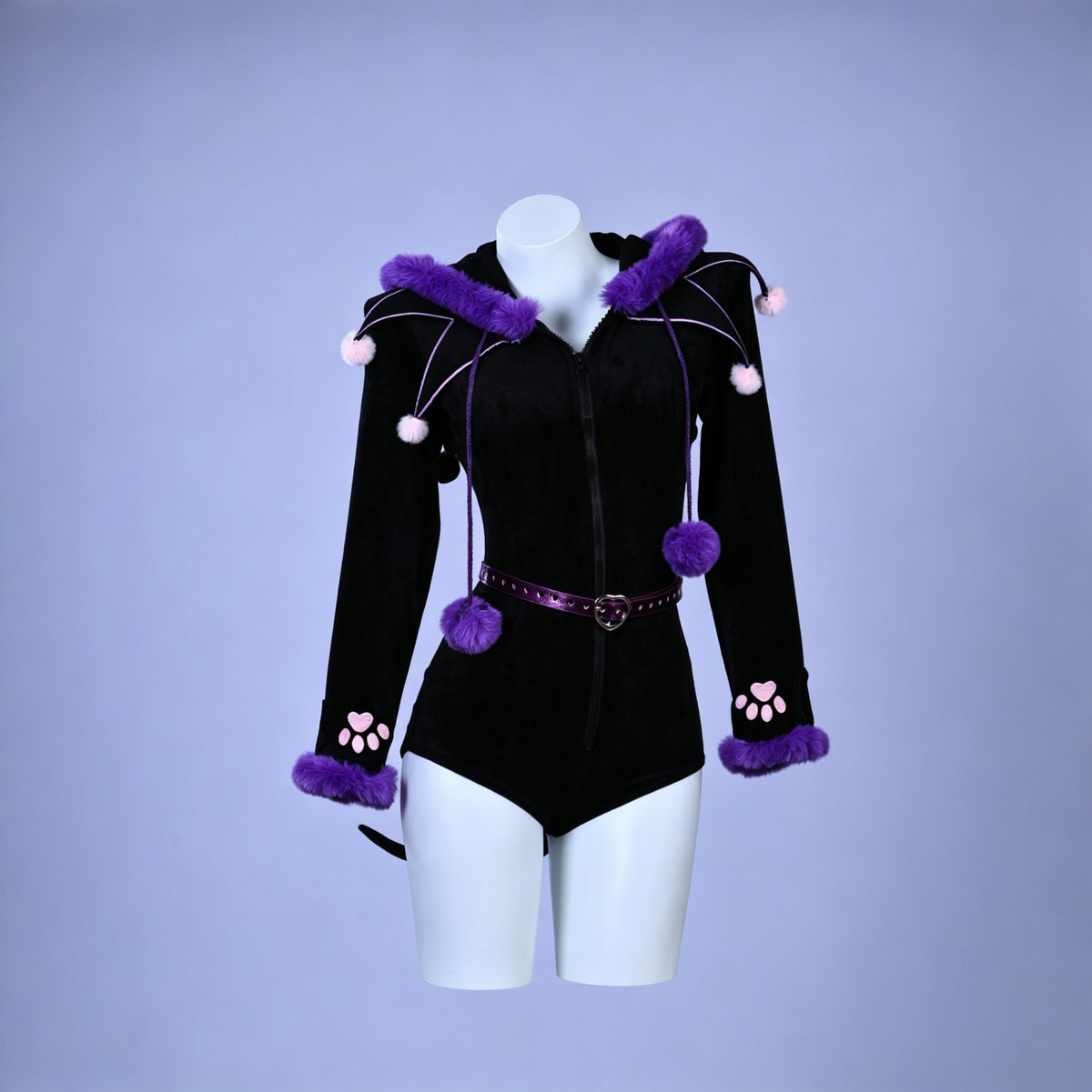 Kuromi Cosplay Costume, Purple Fluffy Outfit Custom for Halloween & Comic Con Show