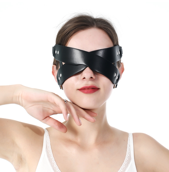 Women Faux Leather Blindfold Mask, Custom for Halloween & Cosplay Party