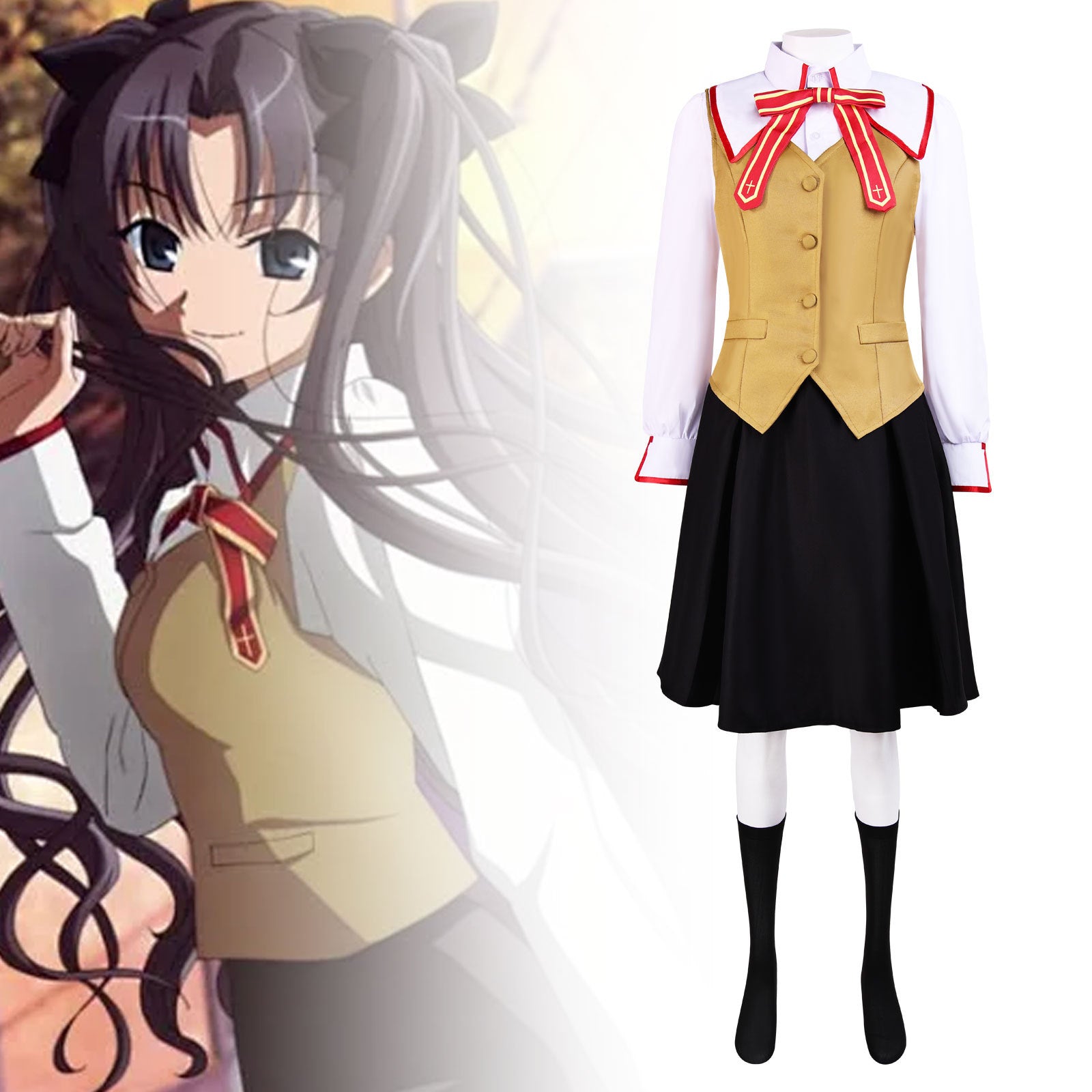 Fate/stay Night Sakura Matou Rin Tohsaka School Uniform Cosplay Costume - Halloweez