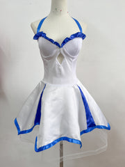 Fate Series Saber Lily White Dress Cosplay Costume, Artoria Pendragon Lily Strapless Sailor Dress Set For Anime Convention Role Play - Halloweez
