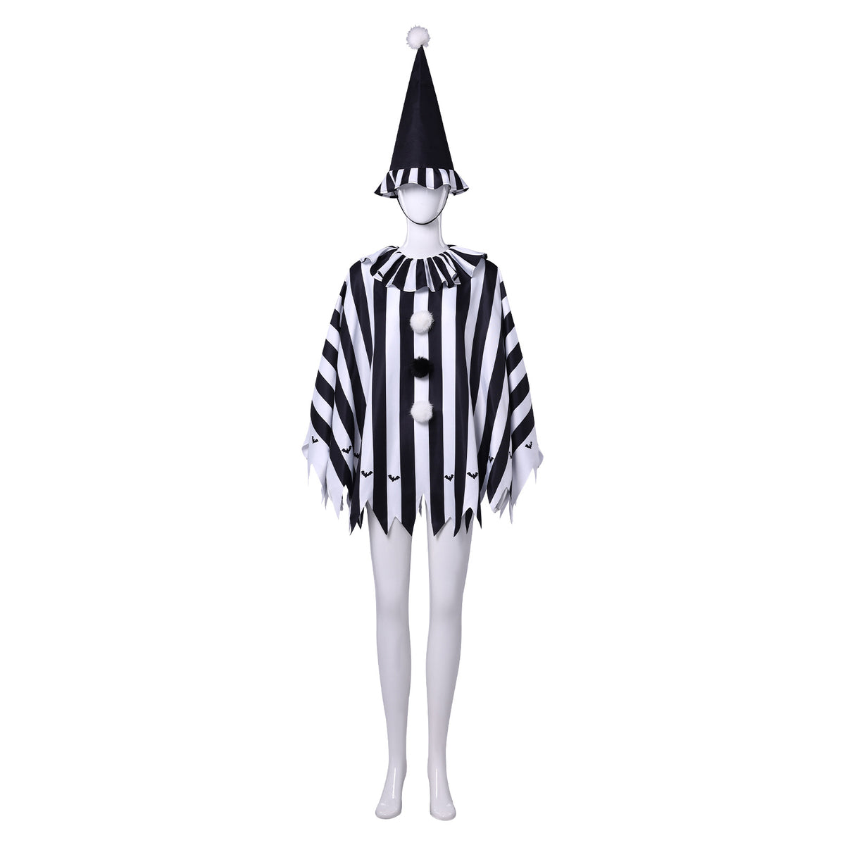 Joker Party Cosplay, Custom Black White Striped Cloak for Halloween & Stage Performance