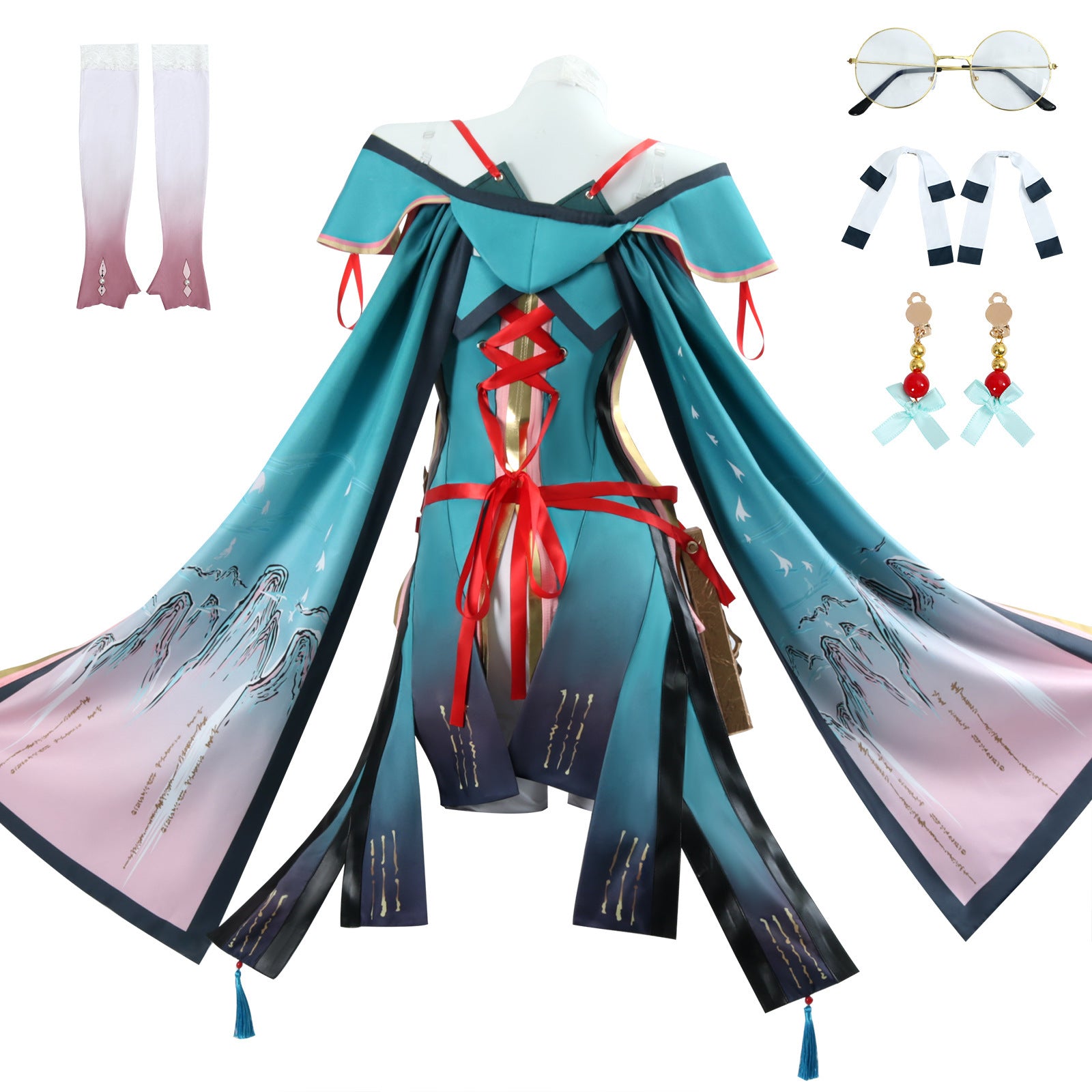 Wuthering Waves Peach Spring Female Cosplay Costume Brush Ink Slant Branch Outfit - Halloweez