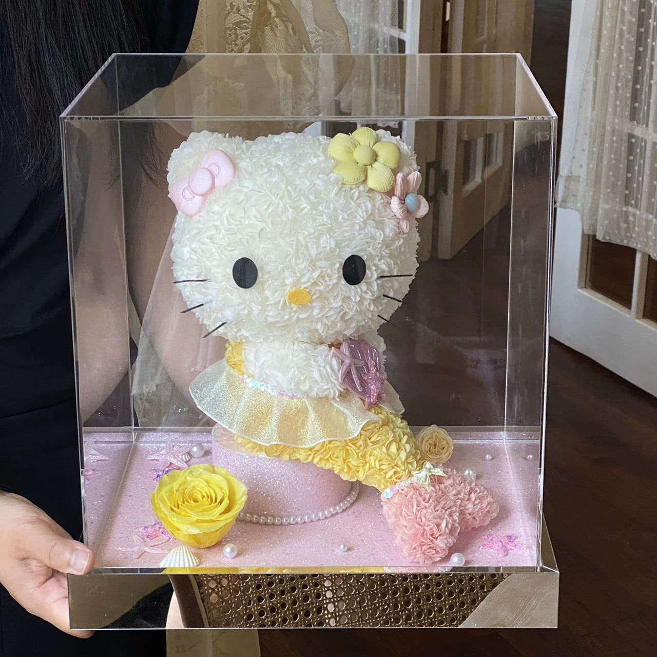 Décoration de Noël Hello Kitty en forme de rose éternelle – Un cadeau de Noël intemporel