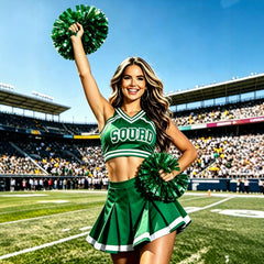 Women Cheerleader Costume with Pom‑poms Custom for World Cup Stage Halloween Party