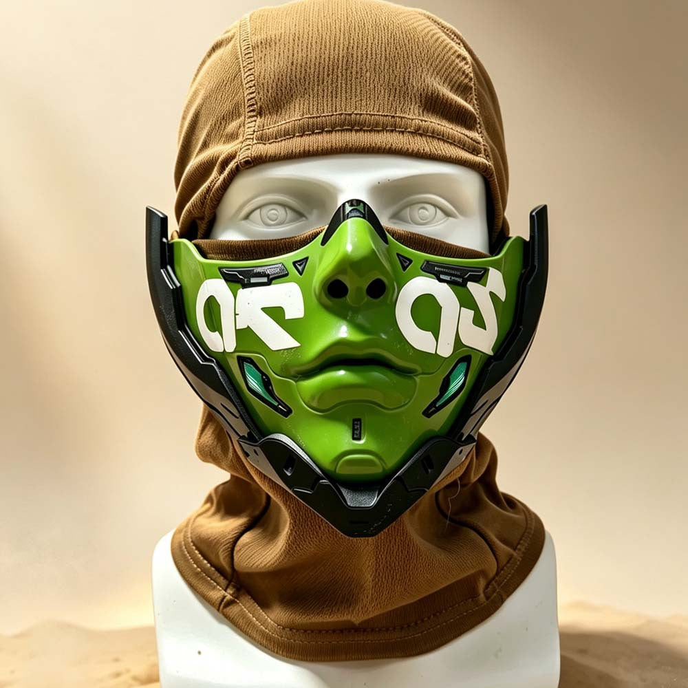 Cyberpunk Half Face Mask, Adjustable Custom Mask for Halloween & Cosplay