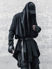 Yamamoto-Style Dark Gothic Witch Cape Coat for Men, Mid-Length Goth Cloak - Halloweez