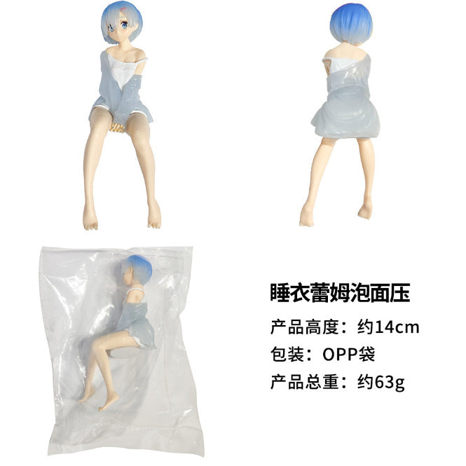 Halloweez Re:Zero Rem Pajamas Figure - Cute Anime Girl Car Ornament for Christmas