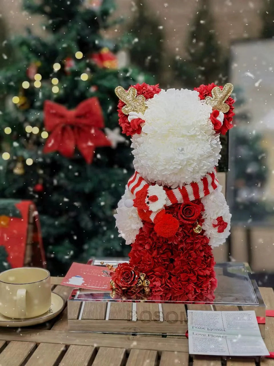 Elegante cubo de regalo con forma de oso de flores y rosas de Halloweeneez para novia, regalo de cumpleaños perfecto