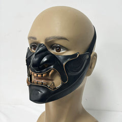 Half Face Oni Samurai Mask Custom Halloween Cosplay Party Prop
