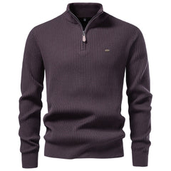 Men Casual Quarter‑Zip Knit Sweater, Custom‑Fit for Autumn Winter & Halloween