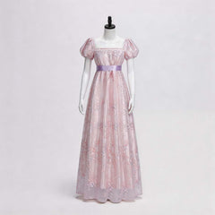 Bridgerton Regency Empire Dress Cosplay, Custom Gown for Tea Party & Halloween