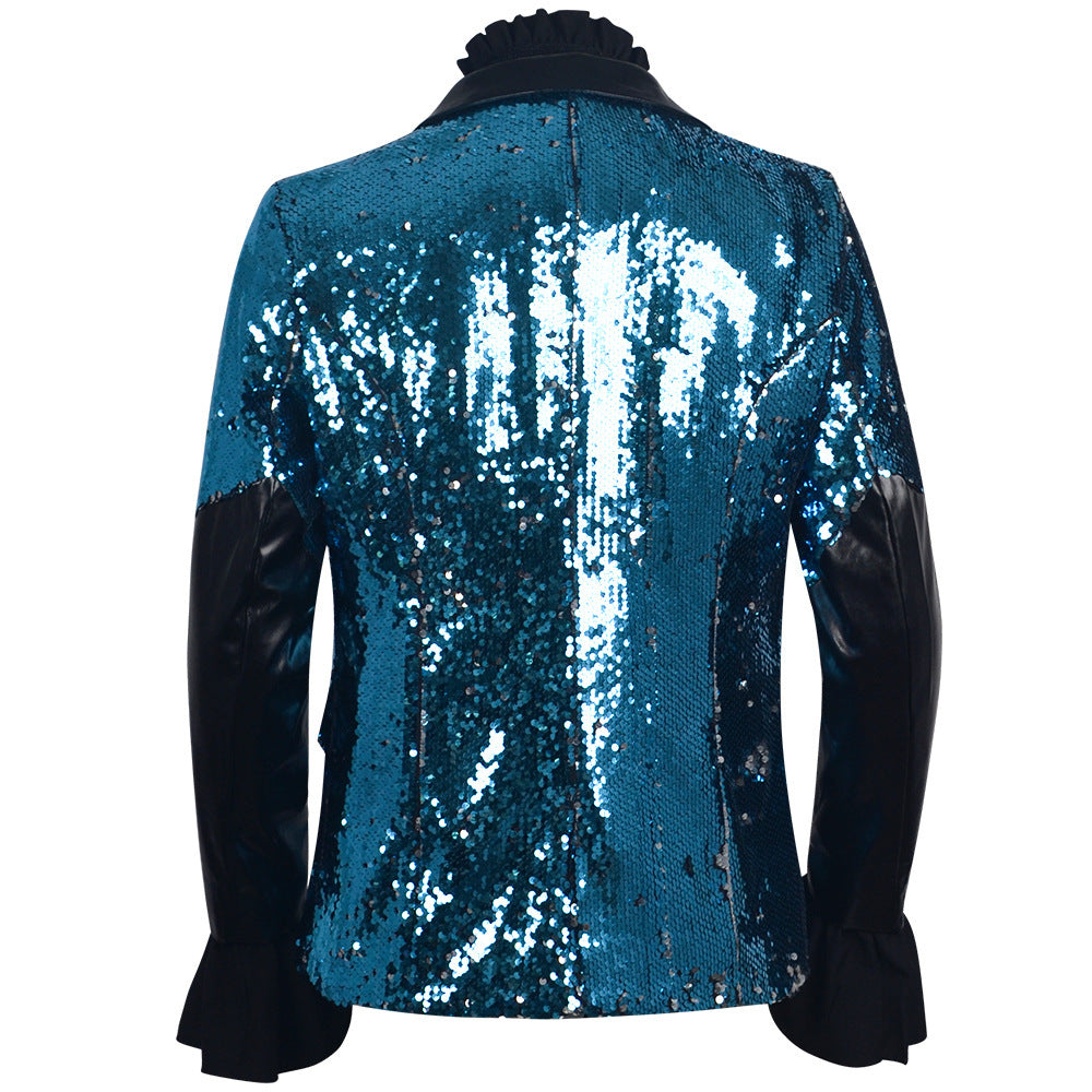 Ghosts Band Cosplay Costume, Halloween Sequin Suit, Rock Singer Stage Outfit, Gothic Ghost Band Party Performance Clothes for Men - Halloweez