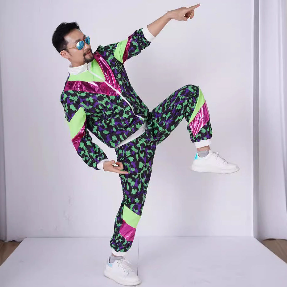 Unisex 80s 90s Retro Tracksuit – Color Block Windbreaker Jacket & Pants Set for Hip Hop, Disco Parties & Streetwear Looks - Halloweez
