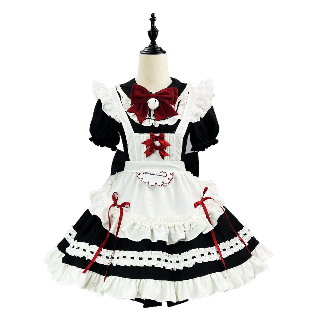 Black White Cute Maid Lolita Dress Custom For Halloween & Cafe Cos