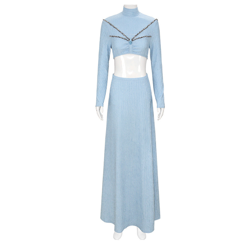 Elegant Star Wars Padmé Amidala Light Blue Cosplay Party Dress for Women - Halloweez