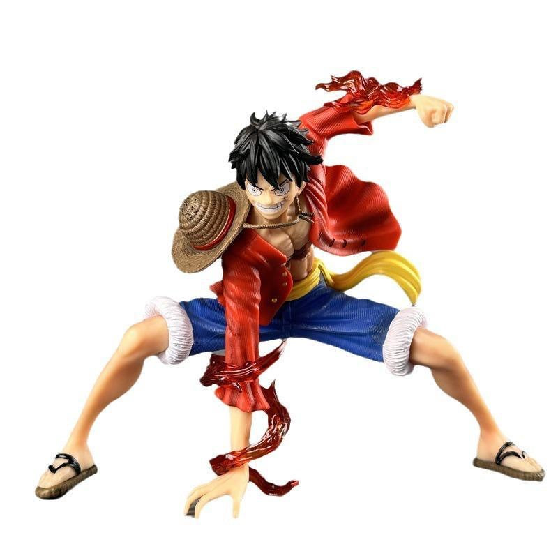 Figurine articulée One Piece Luffy en PVC – Pose accroupie dynamique pour les passionnés d'anime et les enfants