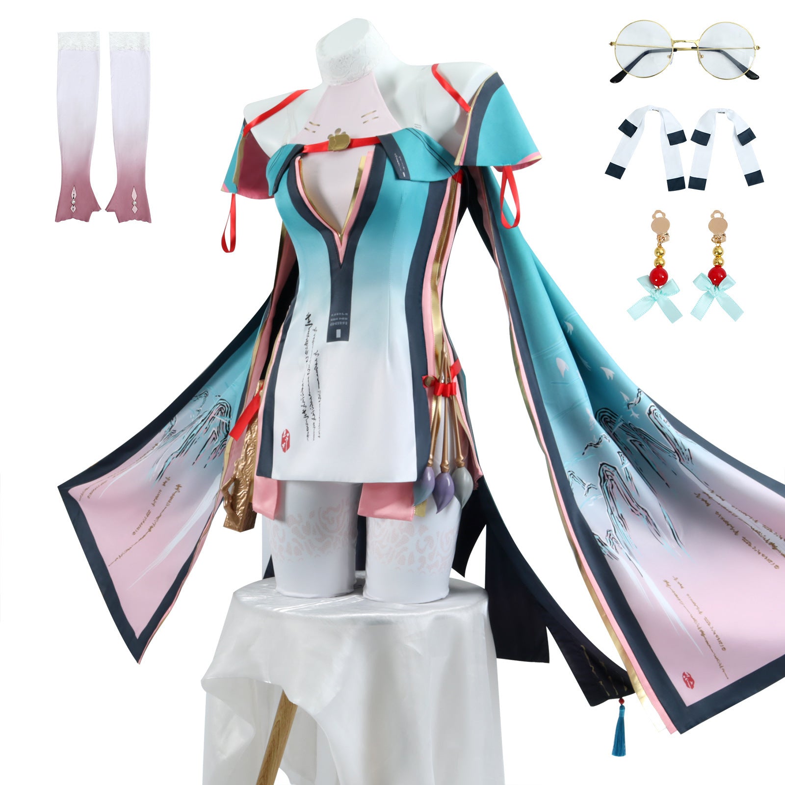 Wuthering Waves Peach Spring Female Cosplay Costume Brush Ink Slant Branch Outfit - Halloweez