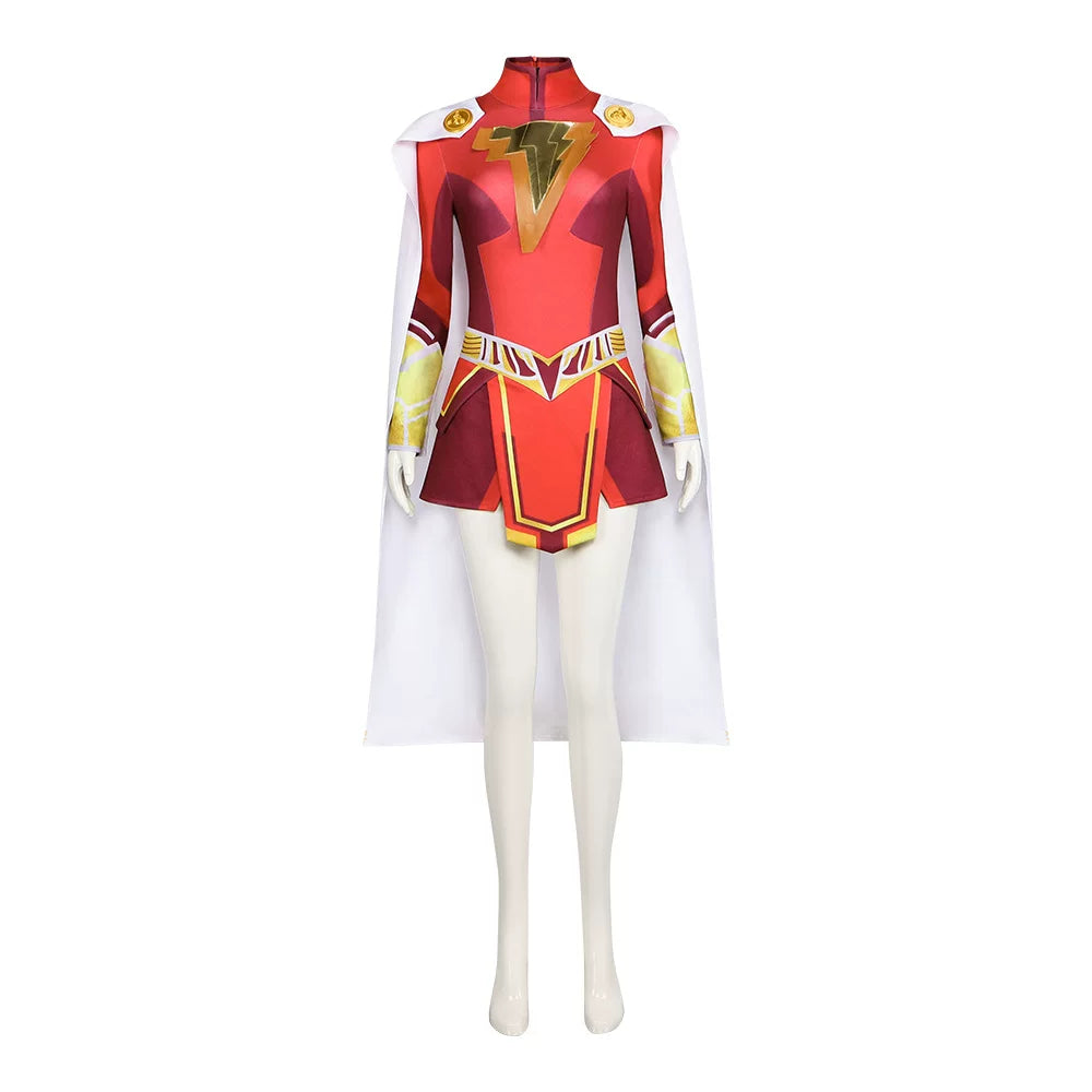 Shazam! Fury Of The Gods Mary Marvel Cosplay Costume Women Superhero Jumpsuit Dress Full Set - Halloweez