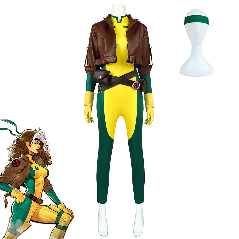 Rogue Cosplay Costume X-Men, Custom Halloween Superhero Roleplay Outfit