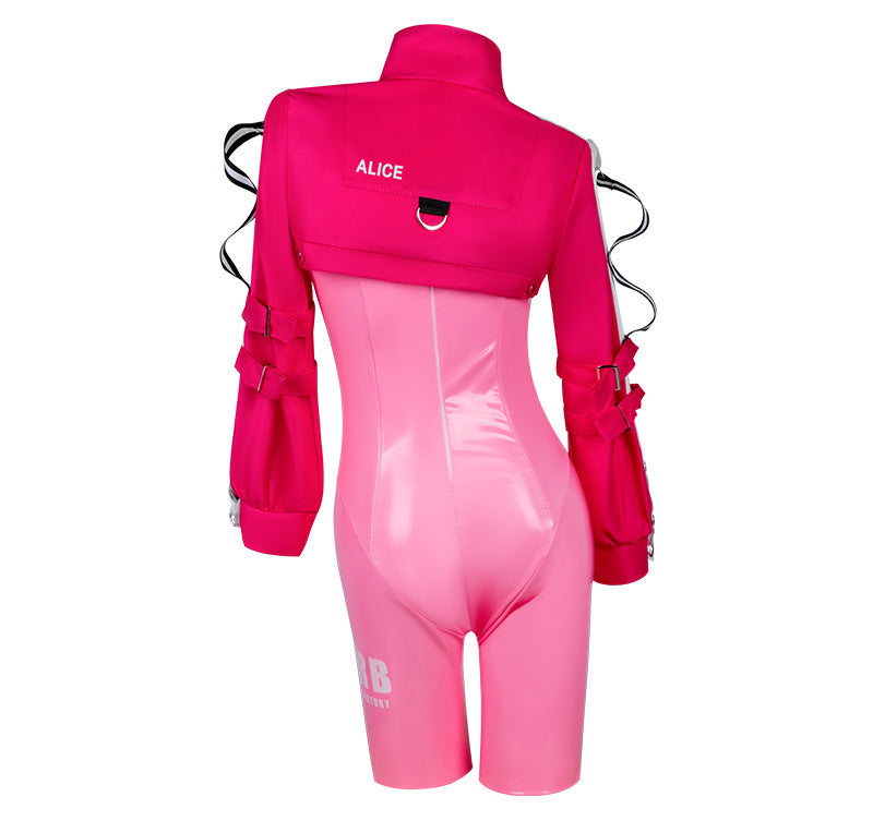 Goddess of Victory: NIKKE Alice Pink Tight Jumpsuit Cosplay Costume - Halloweez