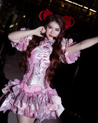 Code Geass Euphemia Cosplay, Custom Dark Rock Pink Fanart Outfit for Stage & Halloween