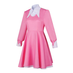 Alice in Wonderland Cosplay Costume Pink Casual Swing Dress Women Fairy Tale Full Dress Outfit - Halloweez