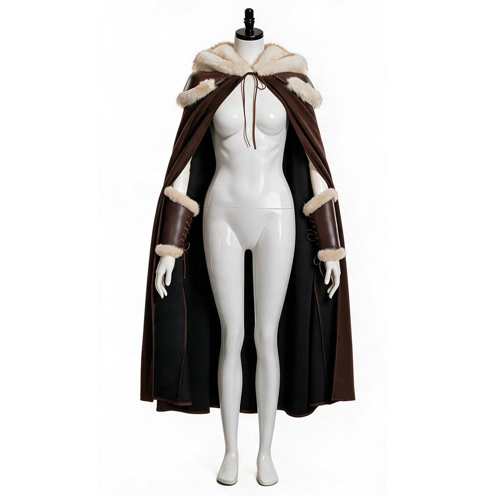 Viking Barbarian Faux Fur Cape Unisex Cosplay Cloak For Halloween