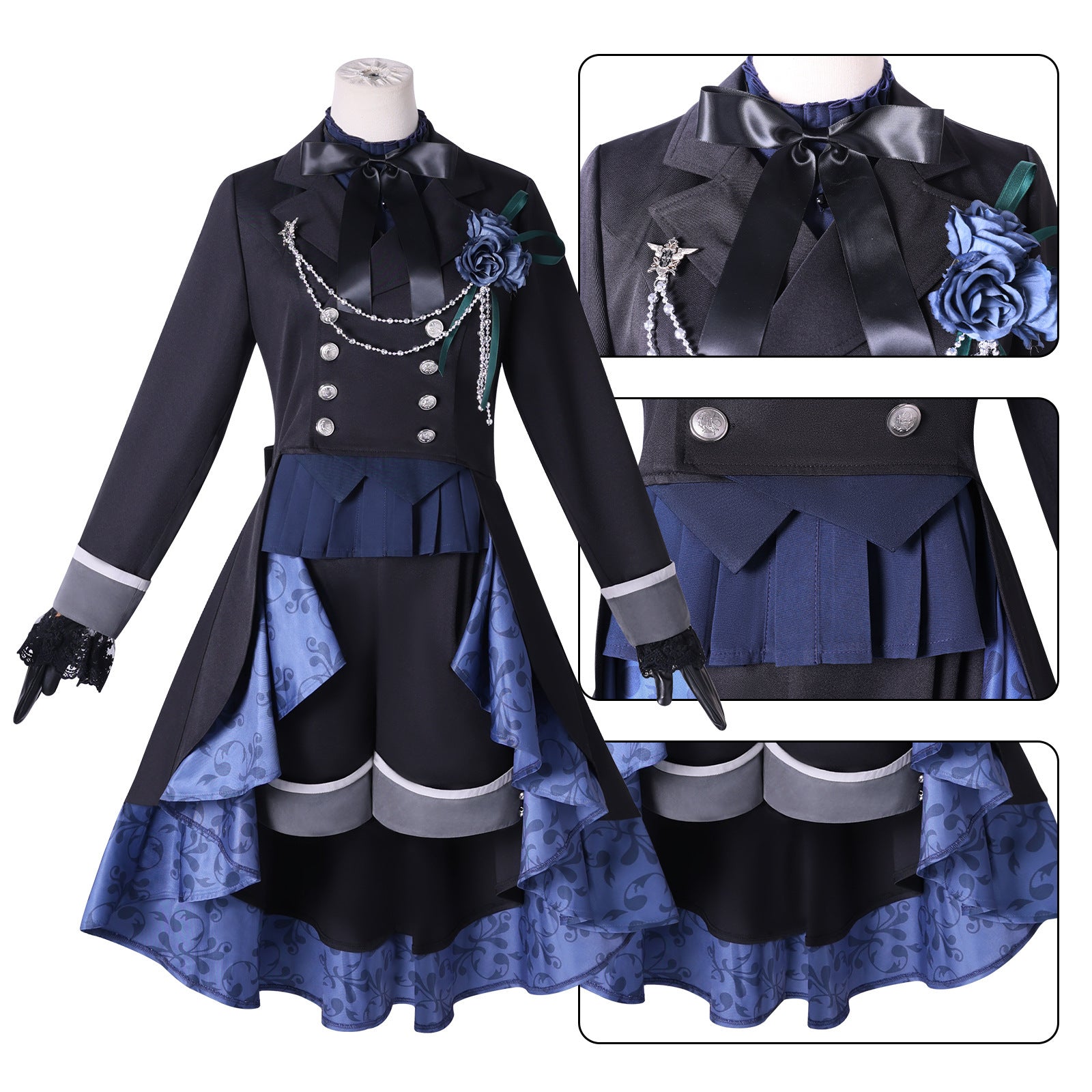 Black Butler Emerald Witch Arc Ciel Phantomhive Black Rose Cosplay Costume Women Outfit - Halloweez