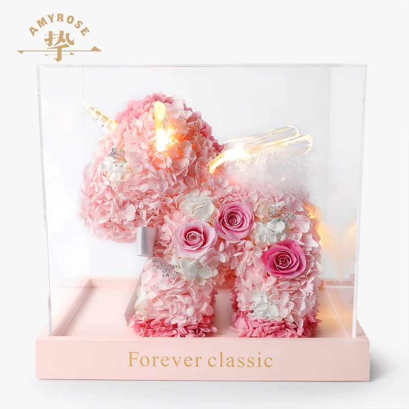 Caja de regalo de unicornio de Halloween: exquisito ramo de rosas para aniversario de bodas, compromiso y cumpleaños