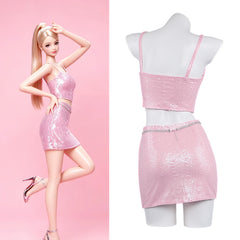 Pink Sequin Stage Outfit, Customizable, Kpop Idol Performance Costume