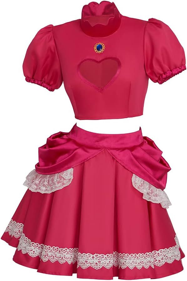 Super Mario Princess Peach Pink Dress Cosplay Costume Halloween Outfit for Child - Halloweez
