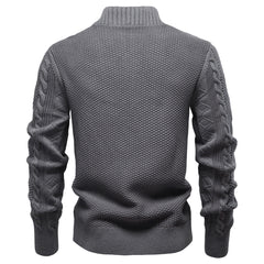 Men Full‑Zip Cable Knit Cardigan Jacket, European Size for Autumn Winter