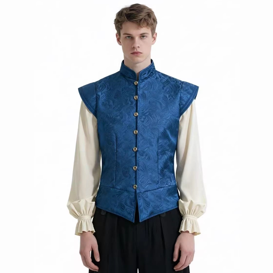 Men’s Renaissance Brocade Vest – Medieval Steampunk Waistcoat for Pirate, Victorian, and Assassin’s Creed Cosplay - Halloweez