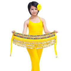 Egypt Style 248 Coin Belly Dance Waist Chain, Wide Rhinestone Hip Scarf for Dance & Halloween