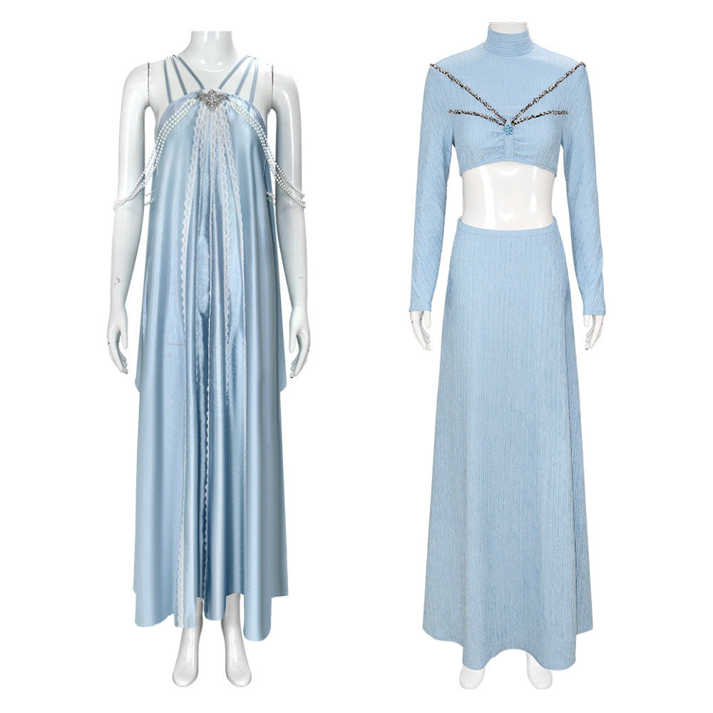 Elegant Star Wars Padmé Amidala Light Blue Cosplay Party Dress for Women - Halloweez