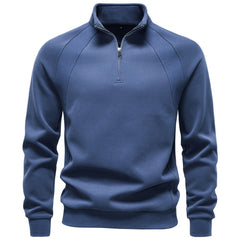 Men Half‑Zip Stand Collar Sweatshirt, Raglan Sleeve Top for Autumn