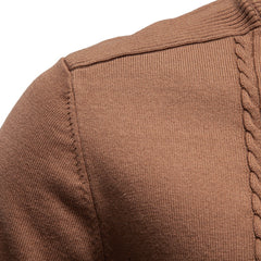 Men Half‑Zip Mock Neck Cotton Sweater, Solid Pullover for Autumn Winter