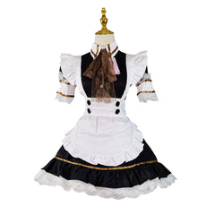Japanese Black White Lolita Maid Cosplay Costume, Custom Plus Size Available