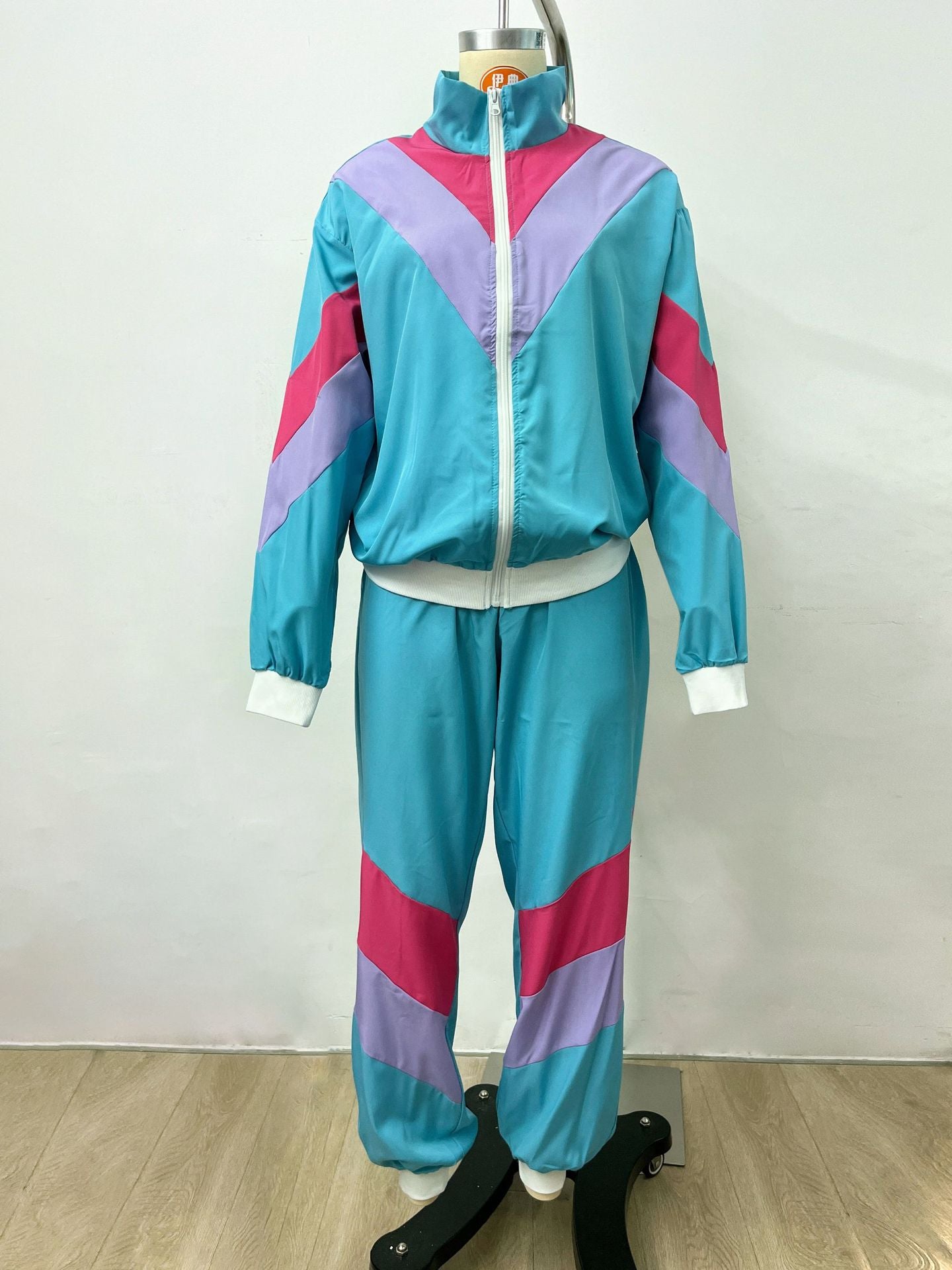 80s Retro Disco Tracksuit, Vintage Hip Hop Jacket & Pants Set, Unisex Adult Halloween Dance Costume for Party Performance - Halloweez