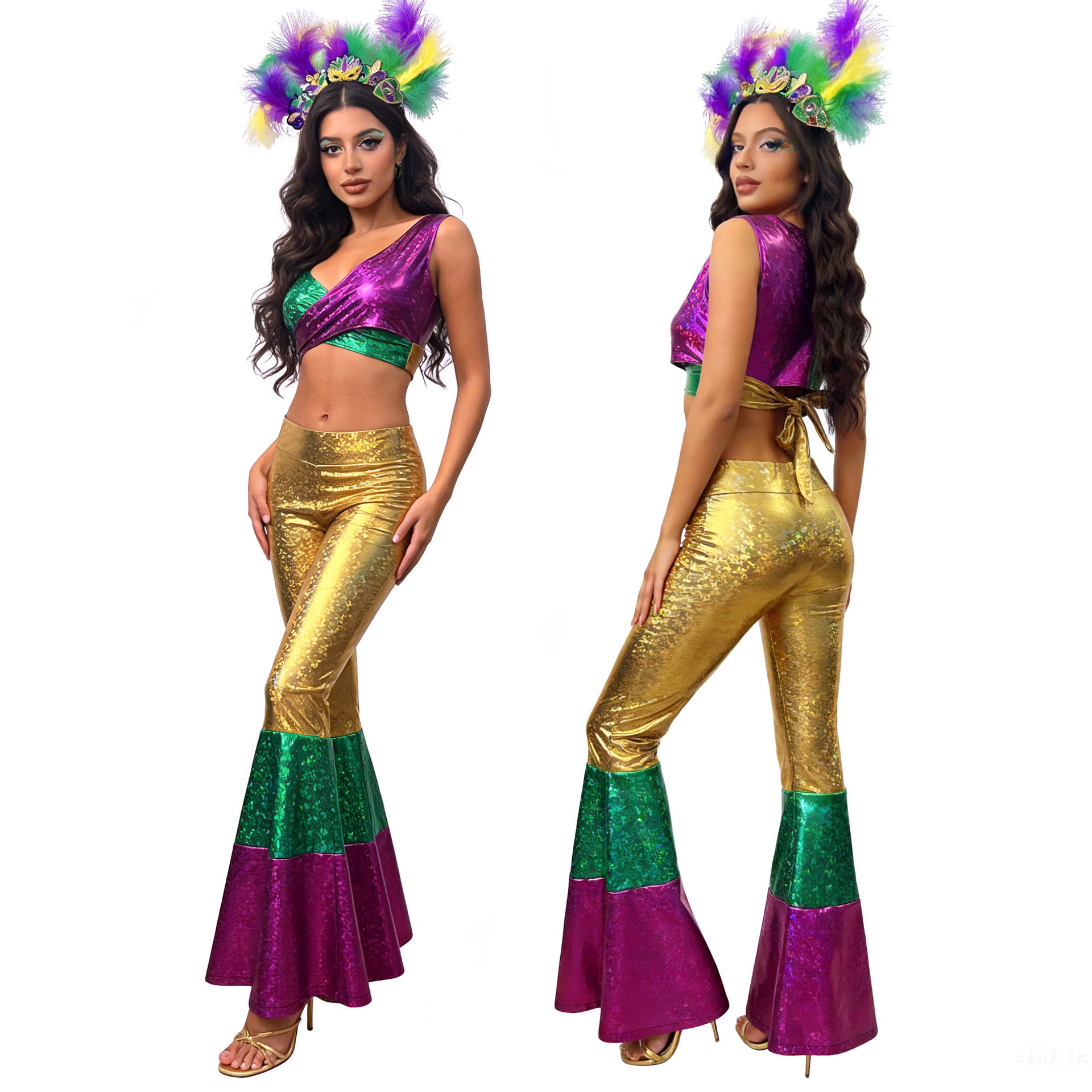 2026 Carnival Party Set, Retro Disco Shiny Costume, Halloween Shiny Performance Outfit, Vintage Disco Party Suit - Halloweez