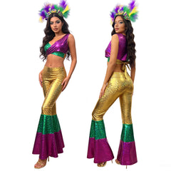 2026 Carnival Party Set, Retro Disco Shiny Costume, Halloween Shiny Performance Outfit, Vintage Disco Party Suit - Halloweez
