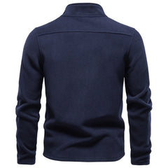 Men Full‑Zip Fleece Jacket, European Size Soft Shell Top for Autumn Winter